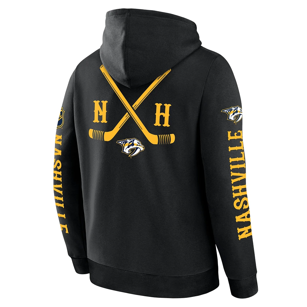 Men's Fanatics Black Nashville Predators Big City Legacy Fleece Pullover Hoodie