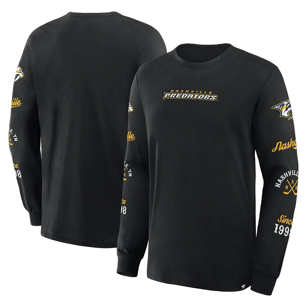 T-shirt à manches longues Fanatics pour hommes, noir, Nashville Predators, en boîte, Legacy
