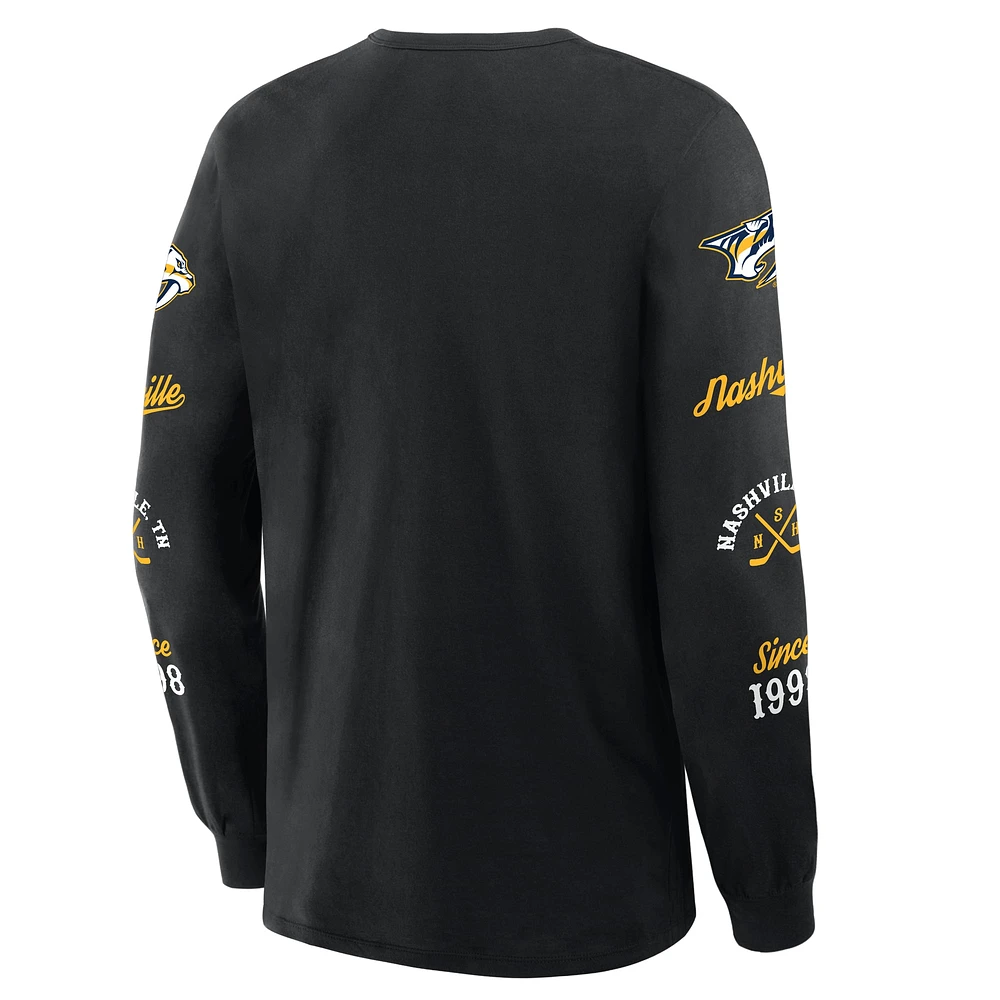 T-shirt à manches longues Fanatics pour hommes, noir, Nashville Predators, en boîte, Legacy