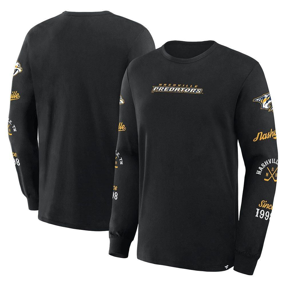 T-shirt à manches longues Fanatics pour hommes, noir, Nashville Predators, en boîte, Legacy