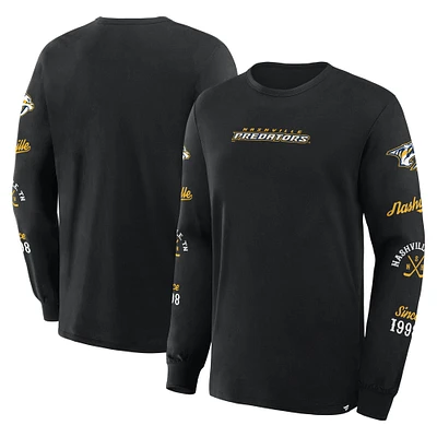 T-shirt à manches longues Fanatics pour hommes, noir, Nashville Predators, en boîte, Legacy