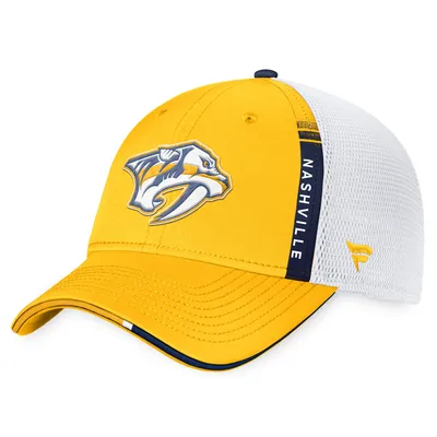 Nashville Predators Fanatics Branded 2022 NHL Draft Authentic Pro On Stage Trucker Adjustable Hat - Gold/White