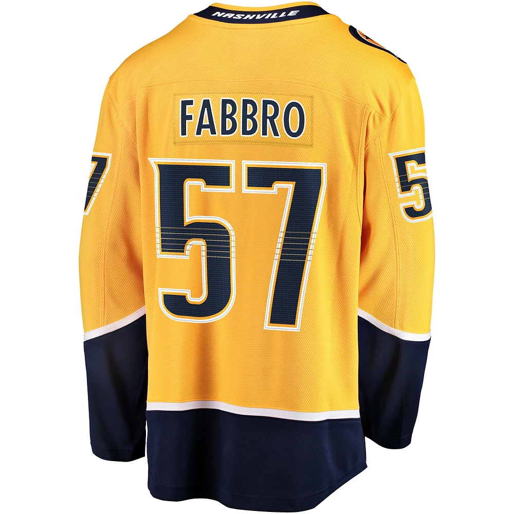 Men's Fanatics Dante Fabbro Gold Nashville Predators Replica Player Jersey