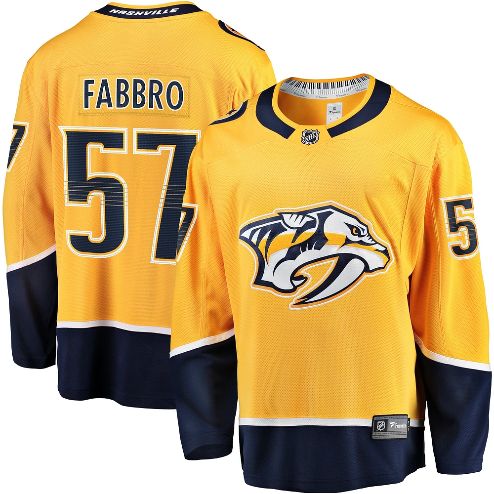 Men's Fanatics Dante Fabbro Gold Nashville Predators Replica Player Jersey