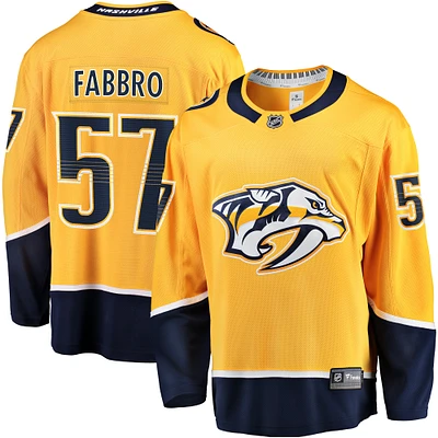 Men's Fanatics Dante Fabbro Gold Nashville Predators Replica Player Jersey