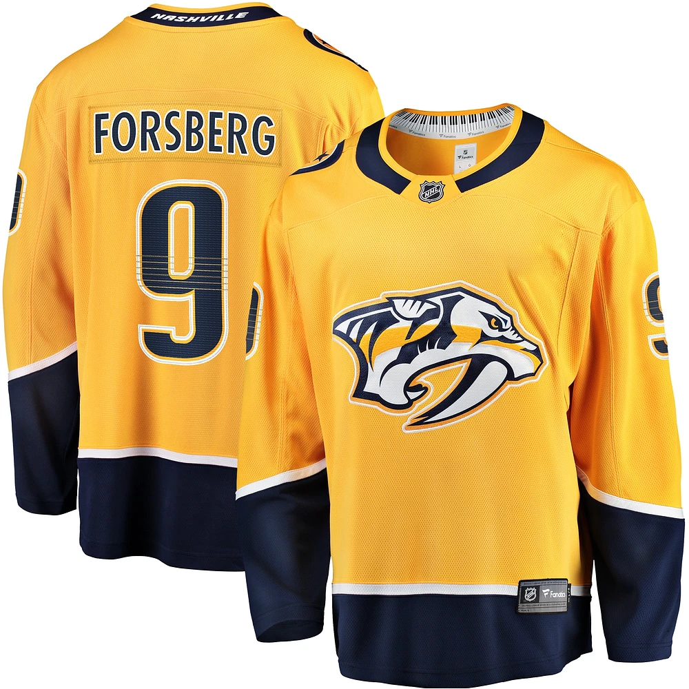 Maillot d'échappée à domicile des Predators de Nashville doré Filip Forsberg Fanatics pour hommes