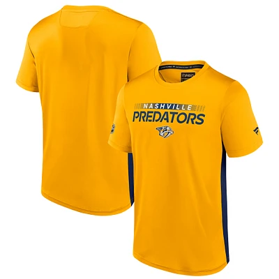 Men's Fanatics Gold/Navy Nashville Predators Authentic Pro Rink Tech T-Shirt