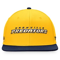 Casquette Snapback à blocage de couleur emblématique Fanatics pour hommes, or/bleu marine, Nashville Predators