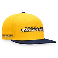 Casquette Snapback à blocage de couleur emblématique Fanatics pour hommes, or/bleu marine, Nashville Predators