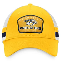 Men's Fanatics Gold/White Nashville Predators Fundamental Striped Trucker Adjustable Hat