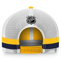 Men's Fanatics Gold/White Nashville Predators Fundamental Striped Trucker Adjustable Hat