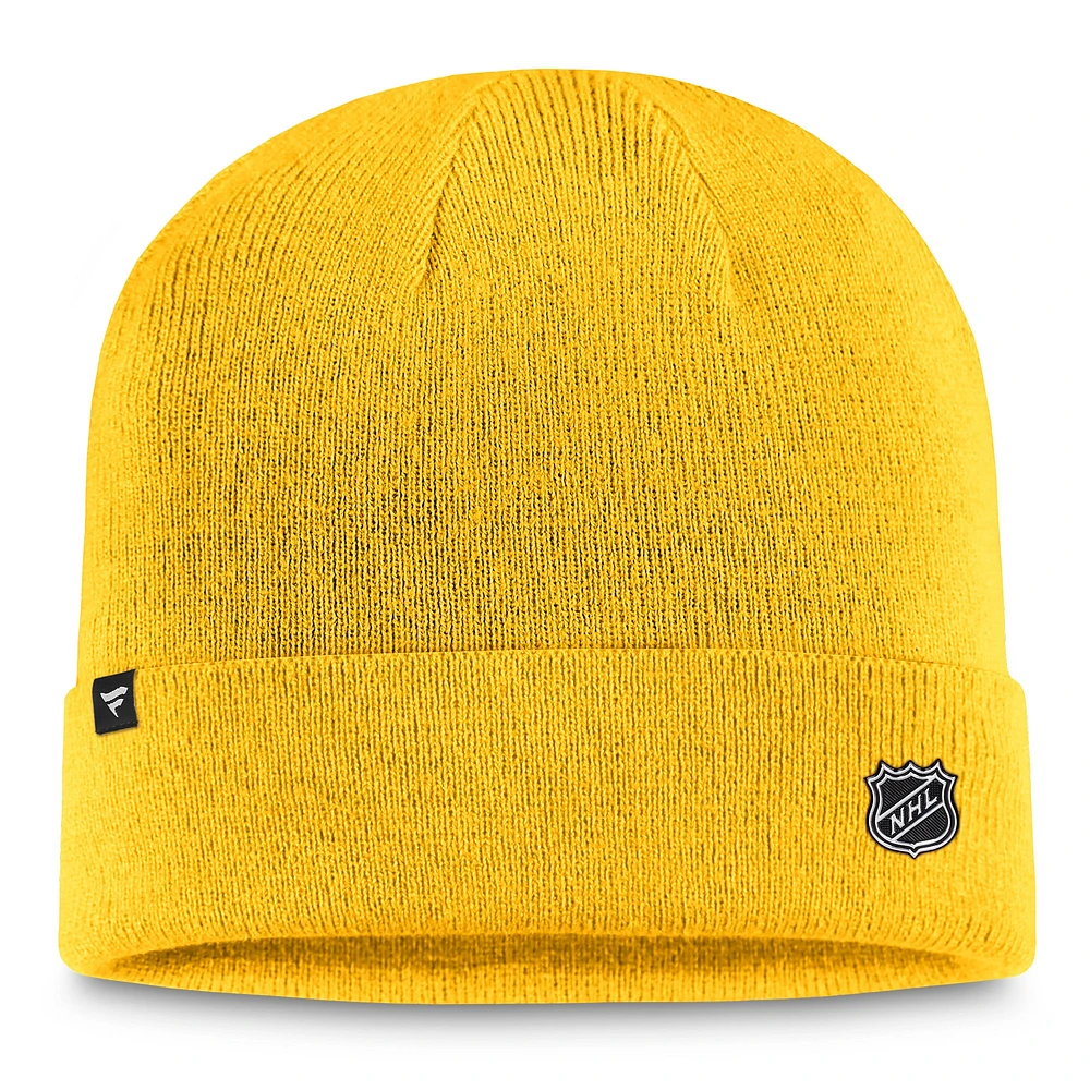 Men's Fanatics  Gold Nashville Predators Authentic Pro Cuffed Knit Hat