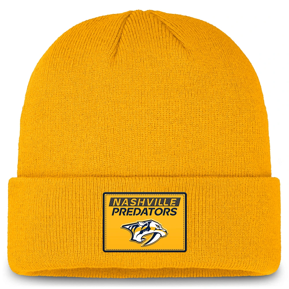 Bonnet en tricot à revers authentique Pro des Predators de Nashville Fanatics Gold pour hommes