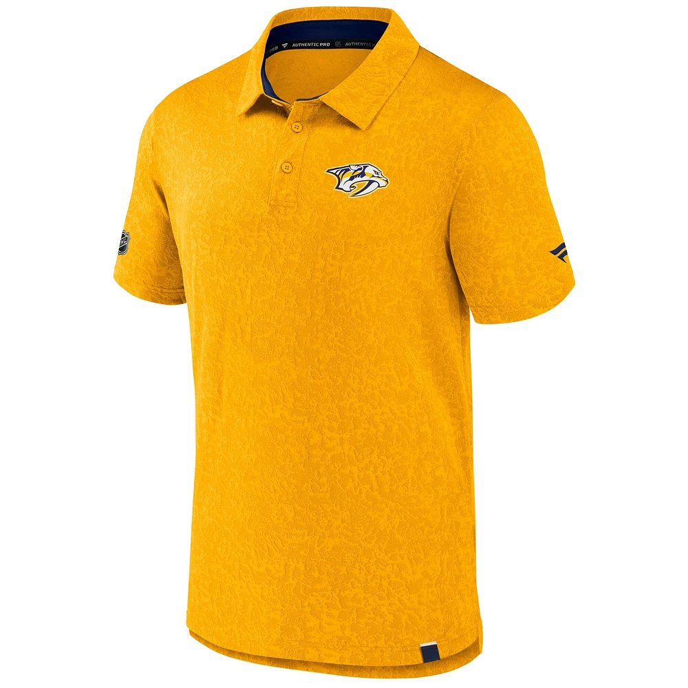 Men's Fanatics  Gold Nashville Predators Authentic Pro Jacquard Polo