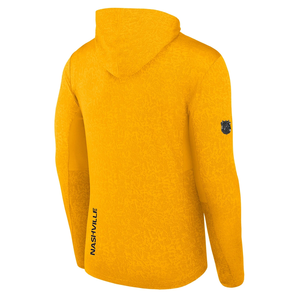 Men's Fanatics Gold Nashville Predators Authentic Pro Lightweight Pullover Hoodie