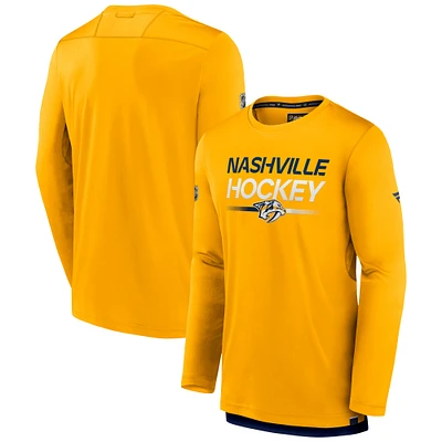 Men's Fanatics  Gold Nashville Predators Authentic Pro Long Sleeve T-Shirt