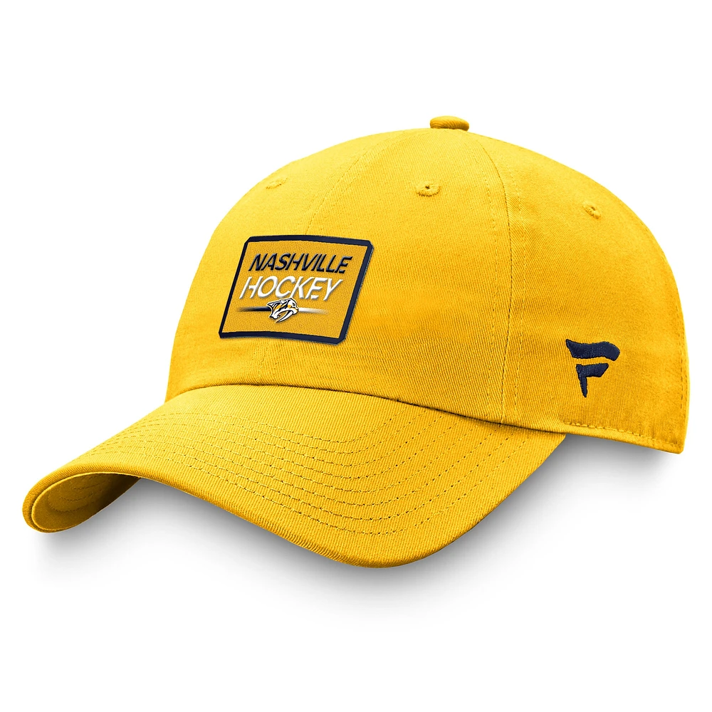 Casquette réglable Fanatics Gold Nashville Predators Authentic Pro Prime pour hommes