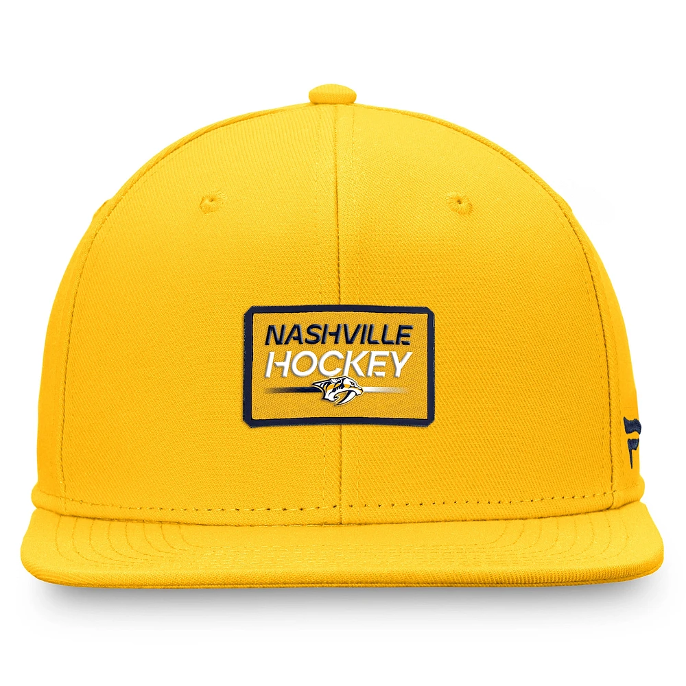 Casquette Snapback Authentic Pro Prime Fanatics Gold Nashville Predators pour hommes