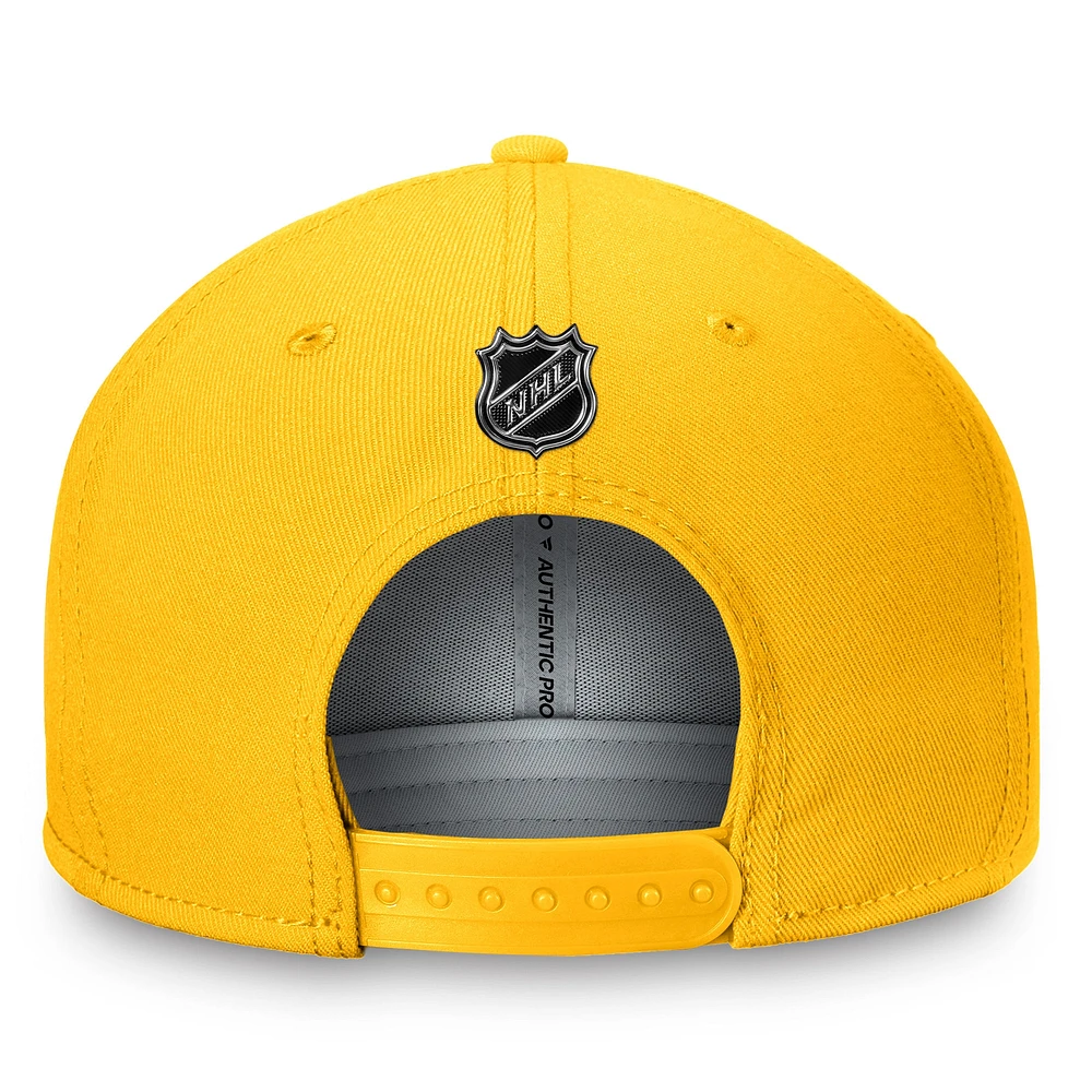 Casquette Snapback Authentic Pro Prime Fanatics Gold Nashville Predators pour hommes