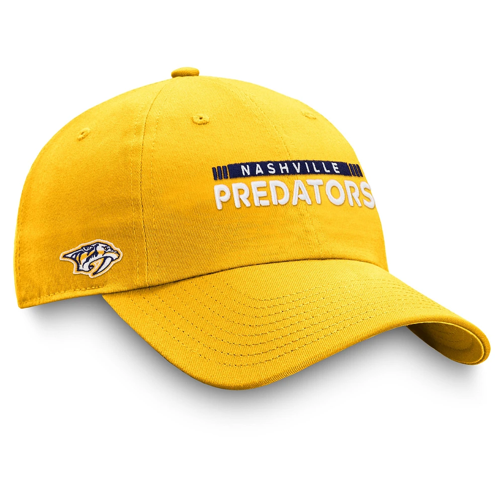 Casquette réglable pour hommes Fanatics Gold Nashville Predators Authentic Pro Rink