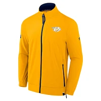 Veste d'entraîneur entièrement zippée Authentic Pro Rink des Predators de Nashville Fanatics Gold pour homme