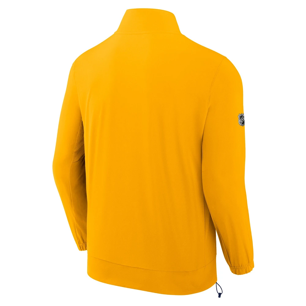 Veste d'entraîneur entièrement zippée Authentic Pro Rink des Predators de Nashville Fanatics Gold pour homme