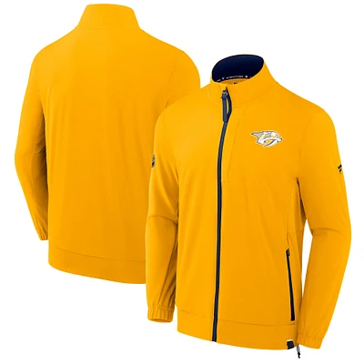 Veste d'entraîneur entièrement zippée Authentic Pro Rink des Predators de Nashville Fanatics Gold pour homme