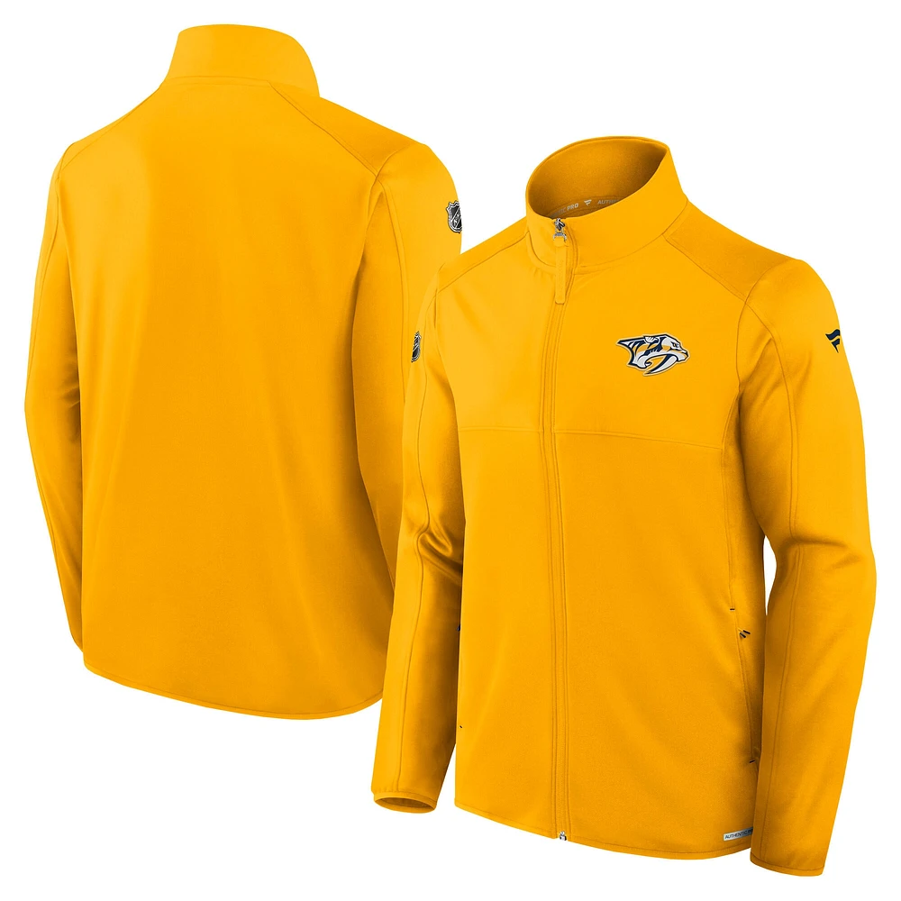 Men's Fanatics  Gold Nashville Predators Authentic Pro Rink Fleece Full-Zip Jacket