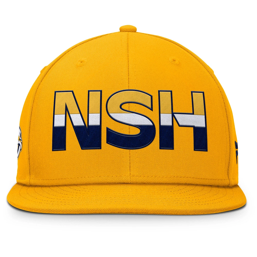 Casquette Snapback authentique Pro Rink des Predators de Nashville Fanatics Gold pour hommes