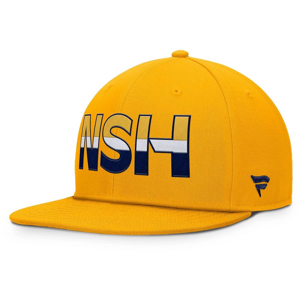 Casquette Snapback authentique Pro Rink des Predators de Nashville Fanatics Gold pour hommes