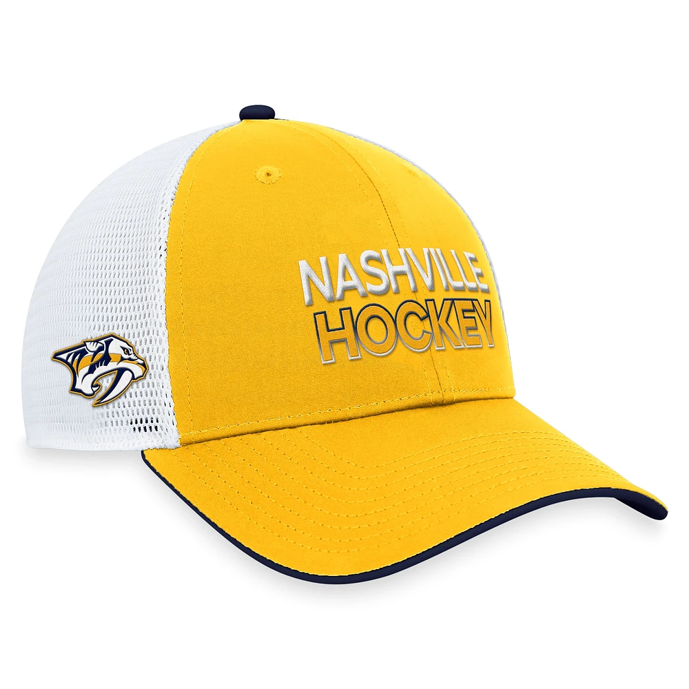 Casquette réglable pour hommes Fanatics Gold Nashville Predators Authentic Pro Rink Trucker