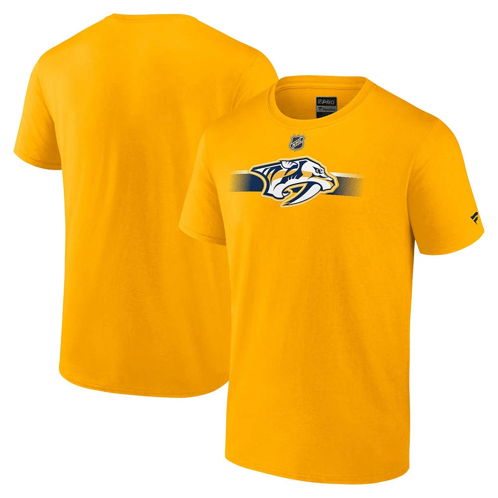 Men's Fanatics Gold Nashville Predators Authentic Pro Secondary T-Shirt