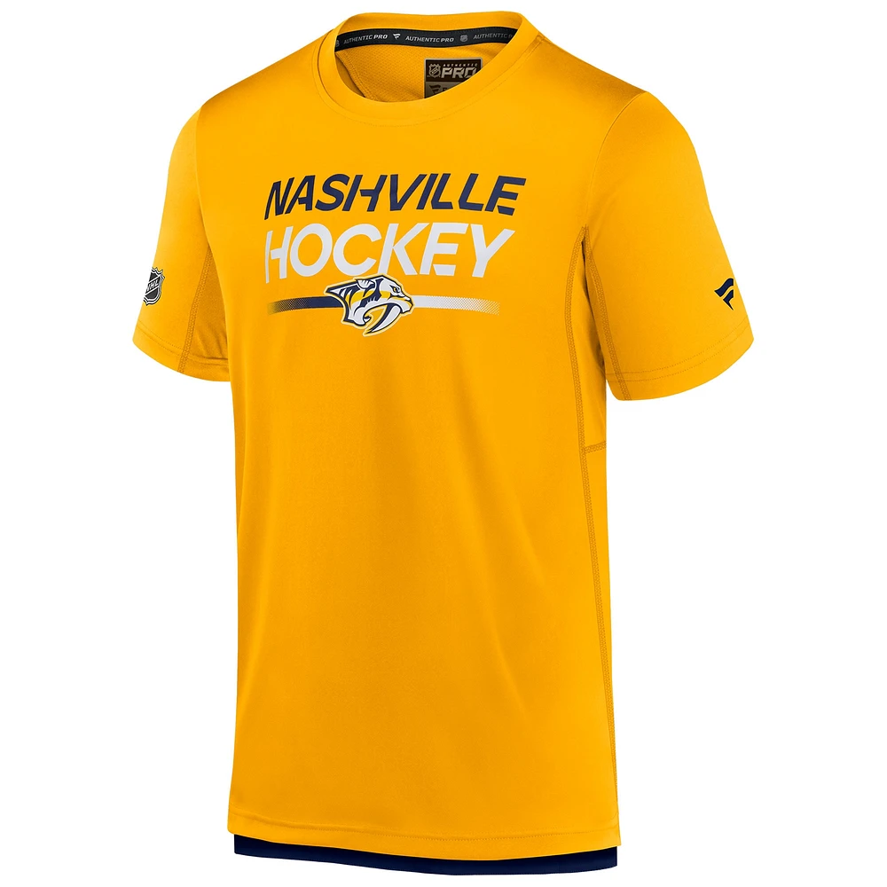 Men's Fanatics  Gold Nashville Predators Authentic Pro Tech T-Shirt
