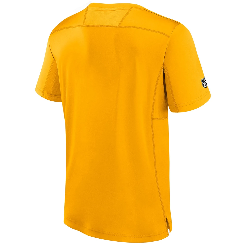 Men's Fanatics  Gold Nashville Predators Authentic Pro Tech T-Shirt
