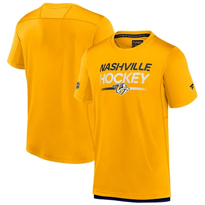 Men's Fanatics  Gold Nashville Predators Authentic Pro Tech T-Shirt