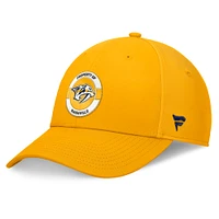 Casquette Flex Authentic Pro Training Camp Fanatics Gold Nashville Predators pour hommes