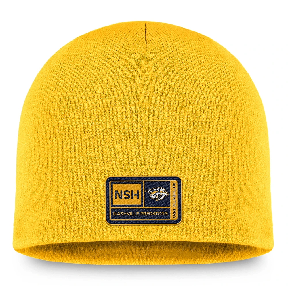 Men's Fanatics Gold Nashville Predators Authentic Pro Training Camp Knit Hat