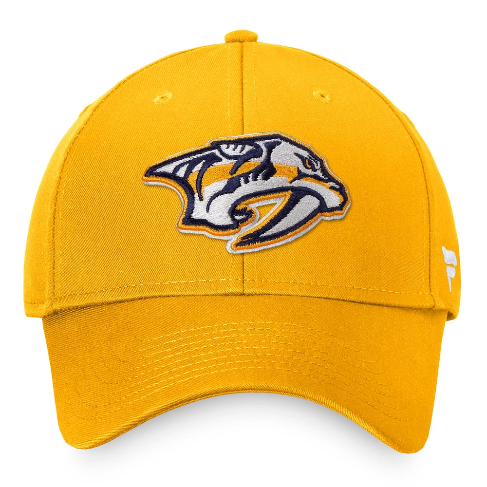 Casquette réglable Fanatics Gold Nashville Predators Core pour hommes