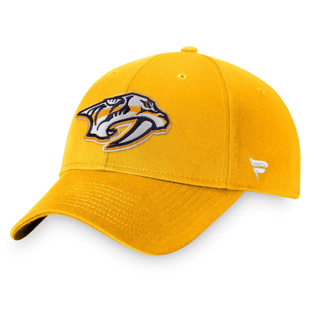 Casquette réglable Fanatics Gold Nashville Predators Core pour hommes