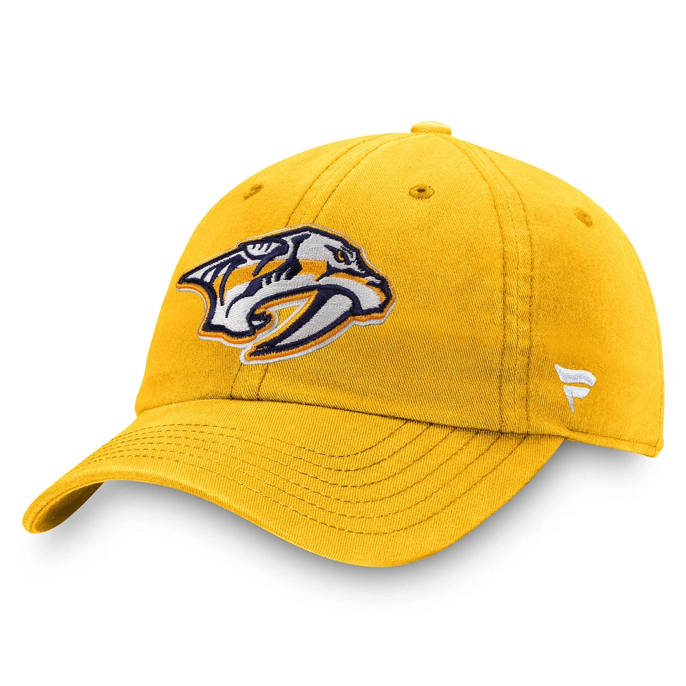 Casquette ajustable Fanatics Gold Nashville Predators Core Primary Logo pour homme