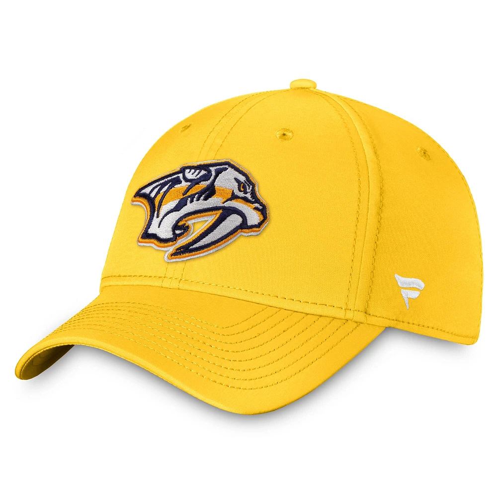 Casquette Flex Core avec logo principal des Predators de Nashville pour hommes Fanatics Gold