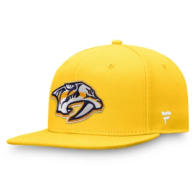 Casquette Snapback à logo principal Fanatics Gold Nashville Predators pour hommes