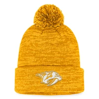 Bonnet en tricot à revers fondamental Fanatics Gold Nashville Predators pour hommes avec pompon