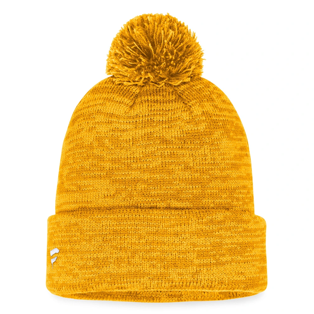 Bonnet en tricot à revers fondamental Fanatics Gold Nashville Predators pour hommes avec pompon