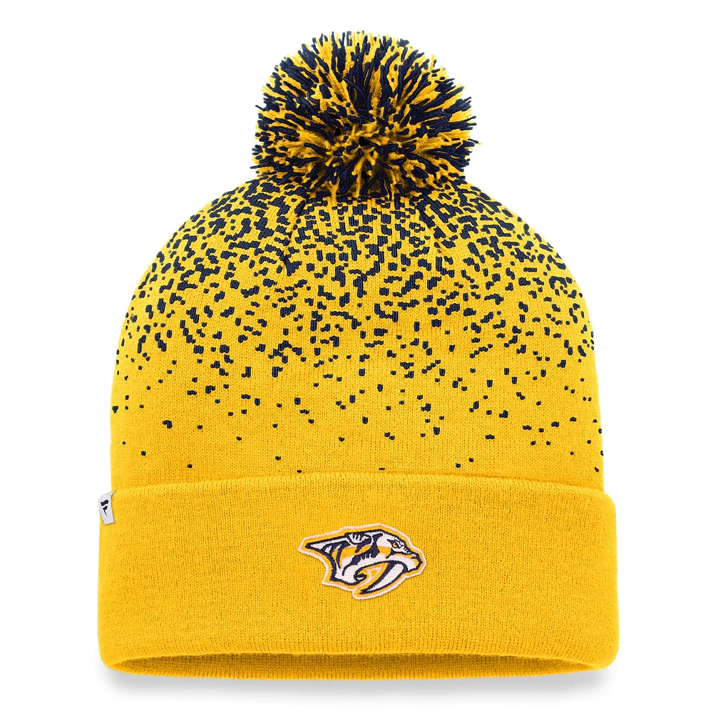 Men's Fanatics Gold Nashville Predators Iconic Gradient Cuffed Knit Hat with Pom