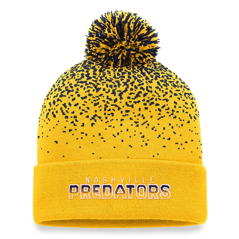 Men's Fanatics Gold Nashville Predators Iconic Gradient Cuffed Knit Hat with Pom