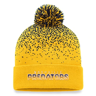 Bonnet en tricot à revers dégradé emblématique Fanatics Gold Nashville Predators pour hommes avec pompon