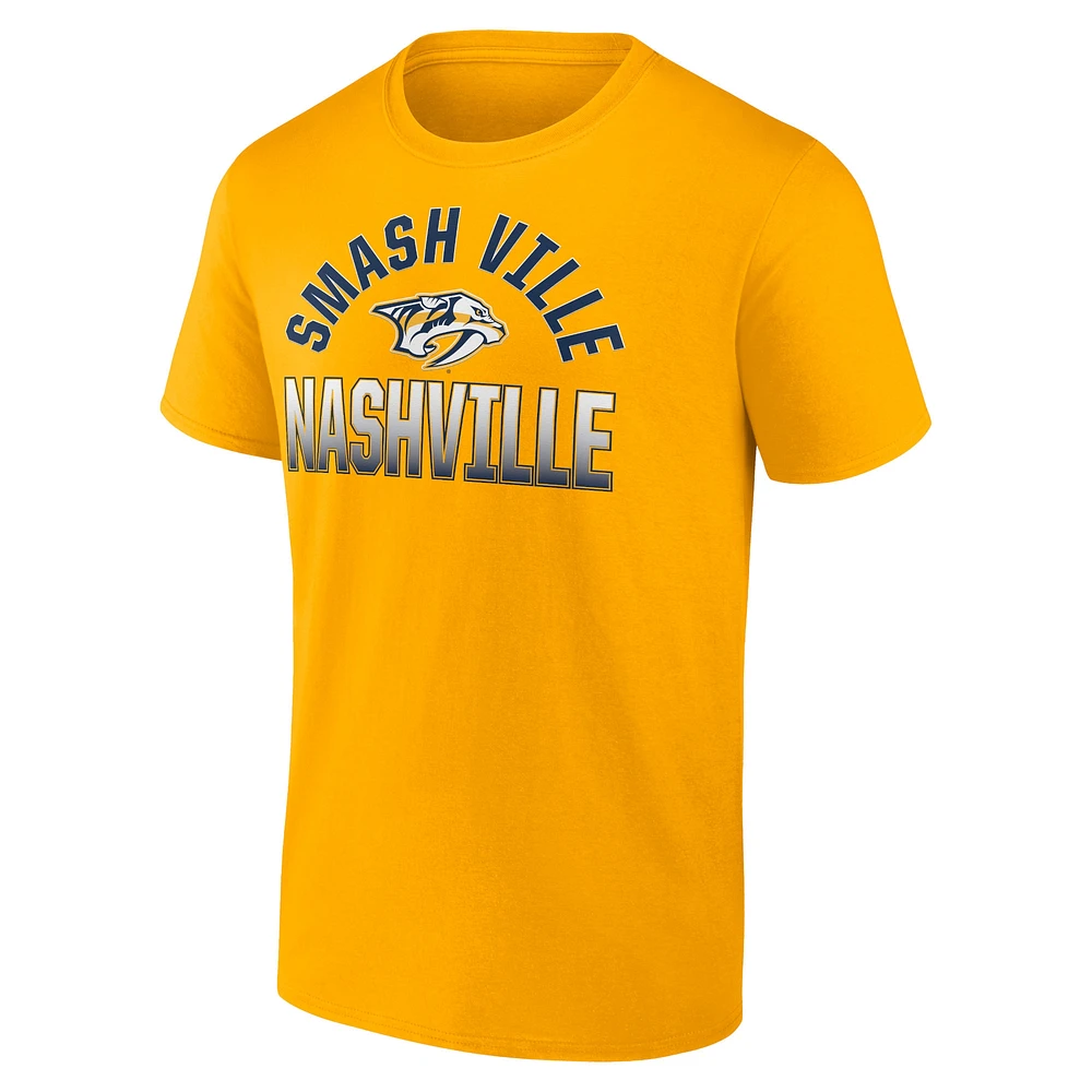 T-shirt Fanatics Gold pour homme avec filet ouvert des Nashville Predators