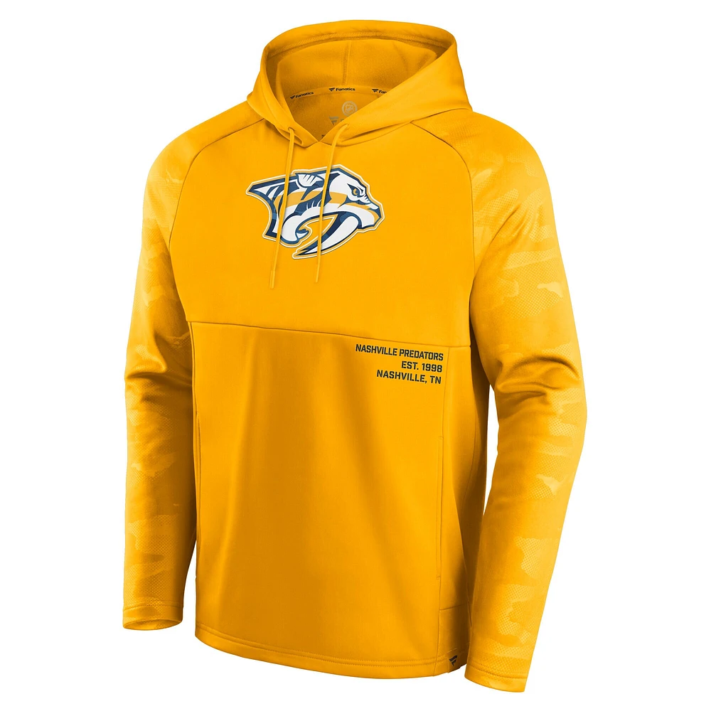 Sweat à capuche manches longues Fanatics Gold Nashville Predators Shade Defender Raglan pour hommes