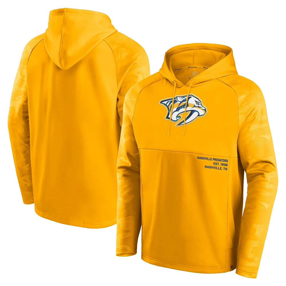 Sweat à capuche manches longues Fanatics Gold Nashville Predators Shade Defender Raglan pour hommes
